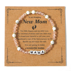 Adjustable silver bracelet engraved with “Mom”