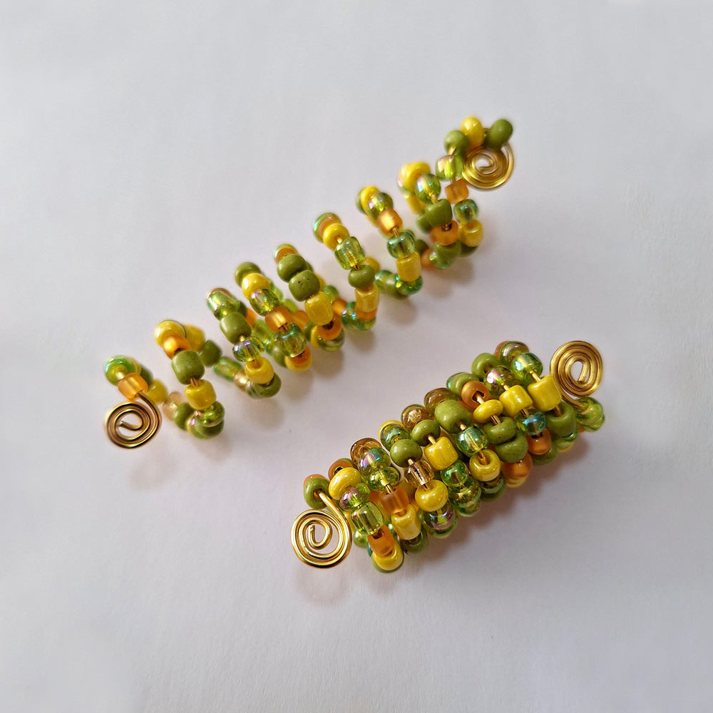 Artistic beaded hair spirals for dreadlocks
