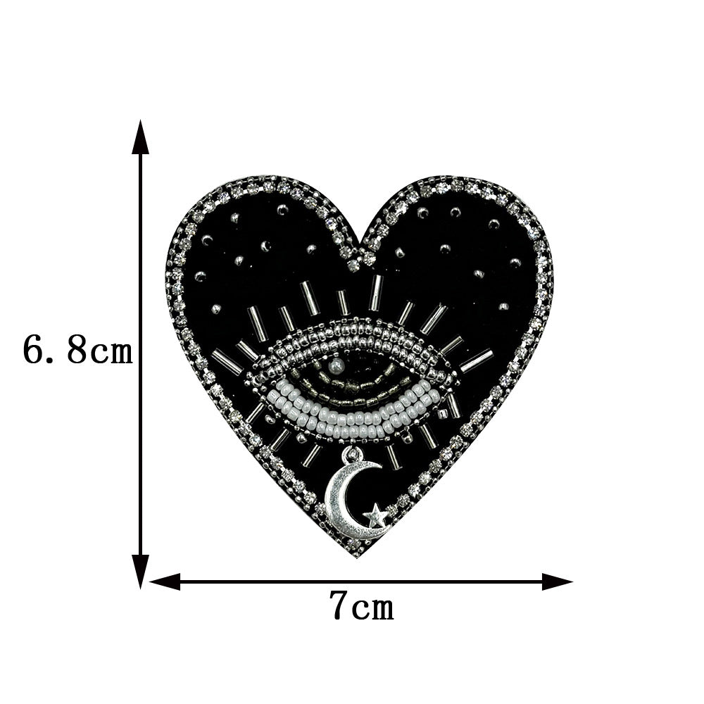 Boho-style Evil Eye patches with shimmer beads