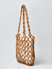 Boho Chic Handwoven Wood Beads Tote - ConiBeads