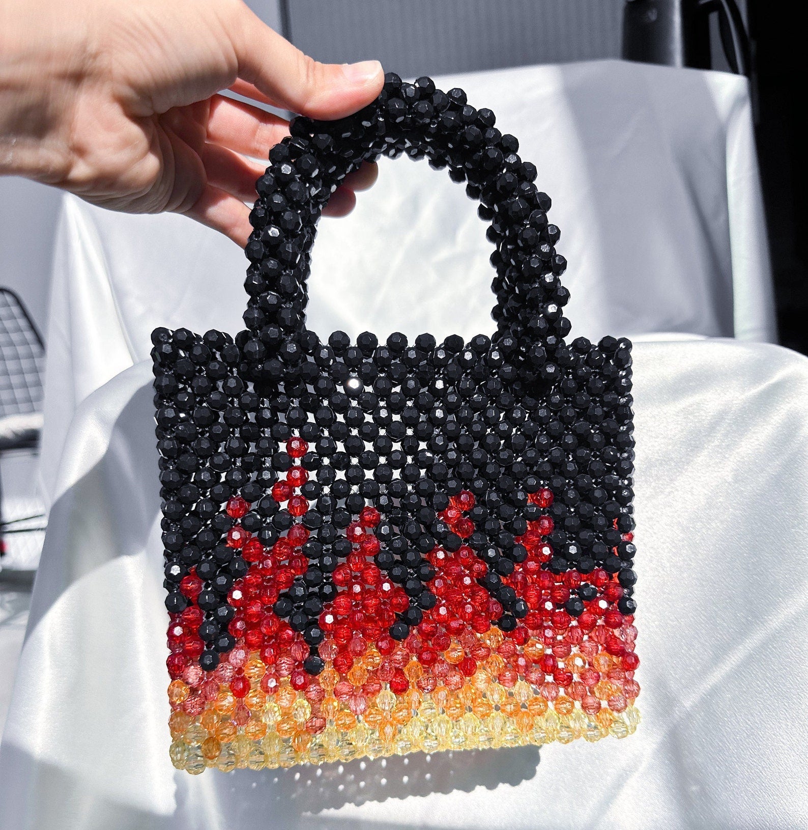 Fire print Beaded Handbag - ConiBeads