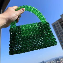 Green Gradient Bead Purse – Elegant Handmade Bag
