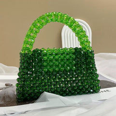 Green Gradient Beaded Handbag – Handmade Bead Purse