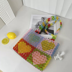 Multicolored Heart Beaded Tote Bag - ConiBeads