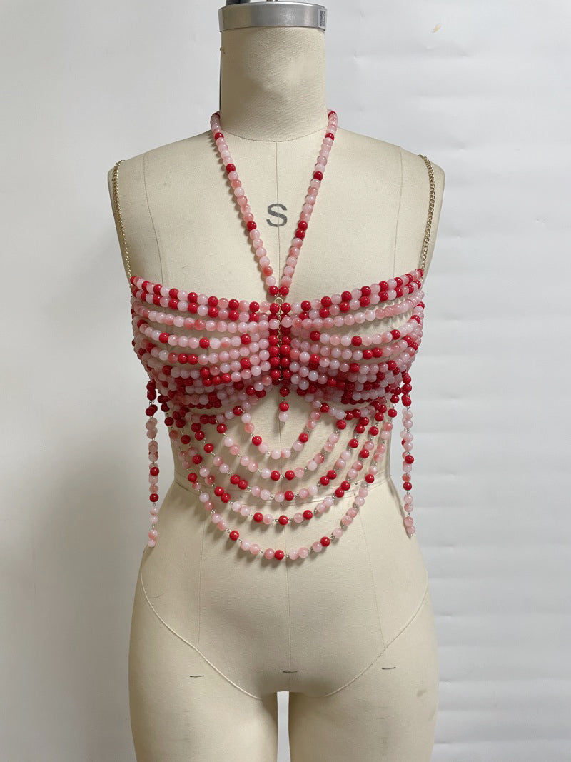 pink beaded top display