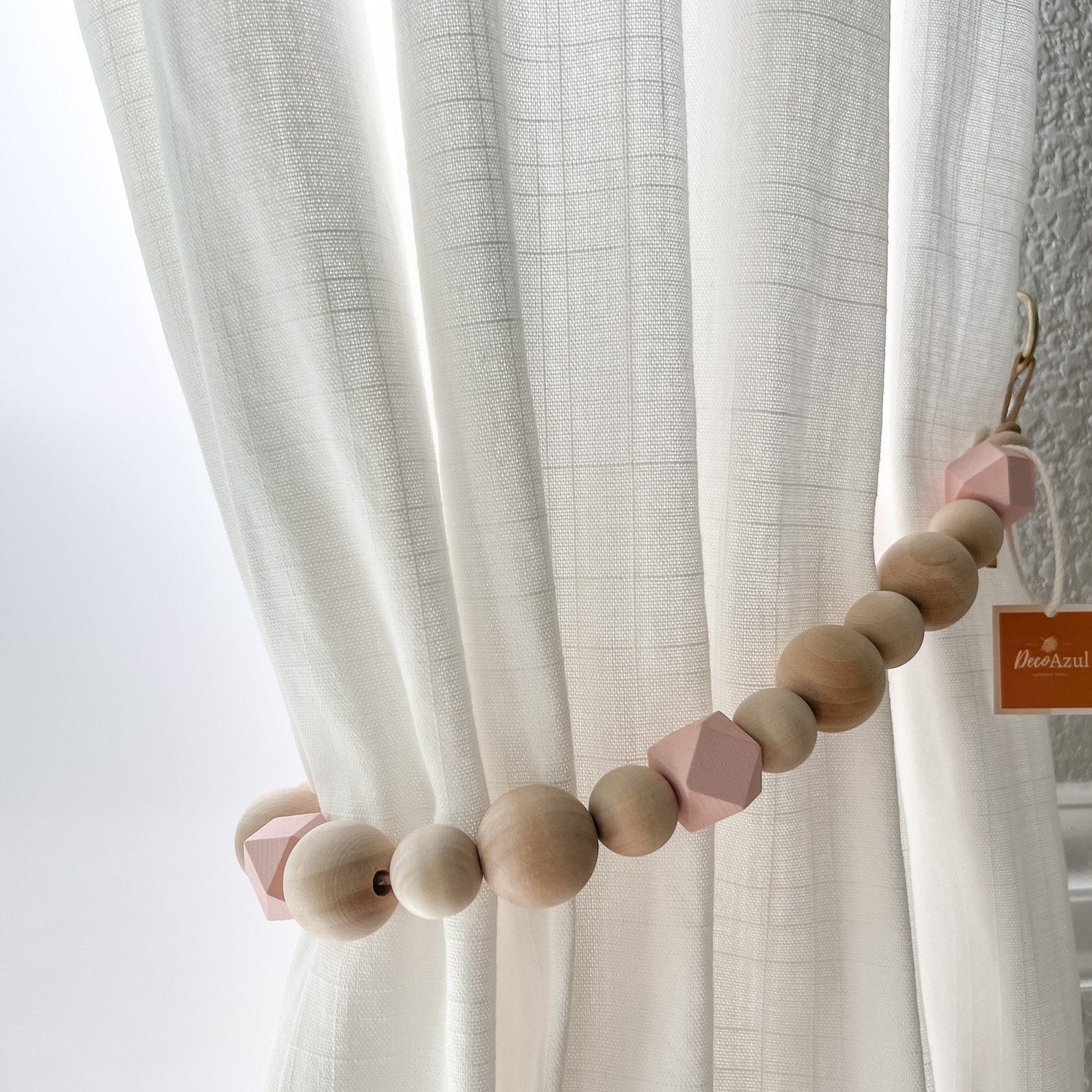 Wood Bead Curtain Tieback - ConiBeads