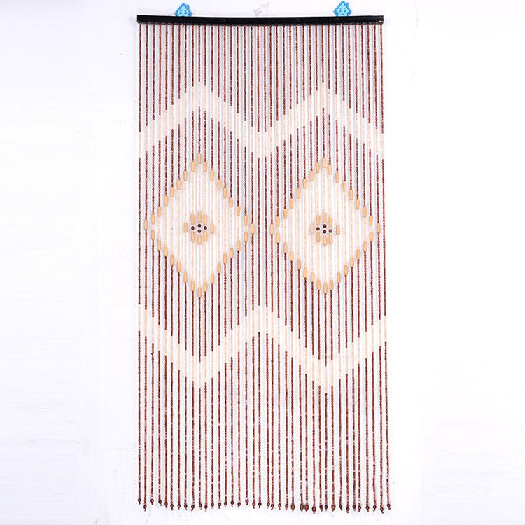 Wooden Beaded Door Curtain - Geometric Diamond - ConiBeads